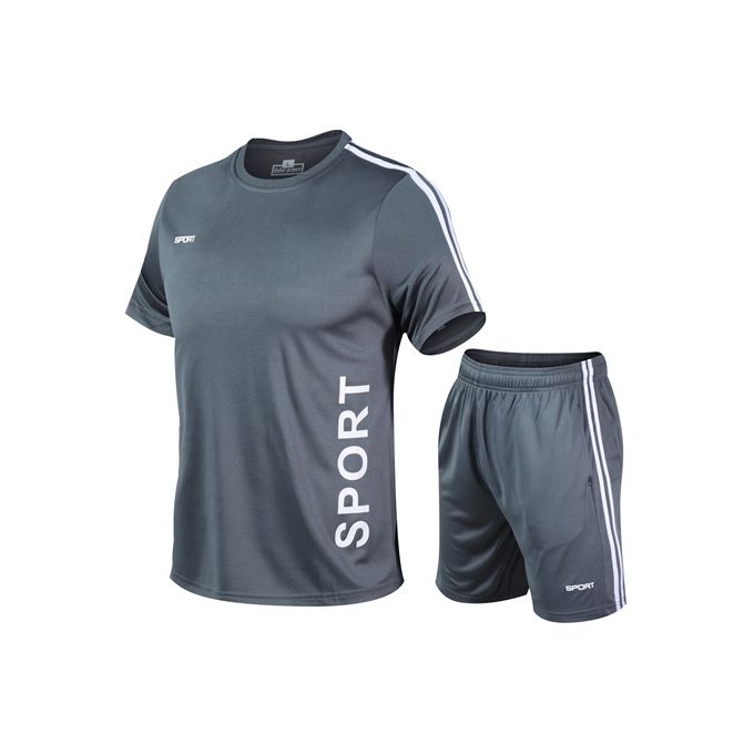 Sport Casual Short Sleeve T-shirt And Shorts Set-Grey
